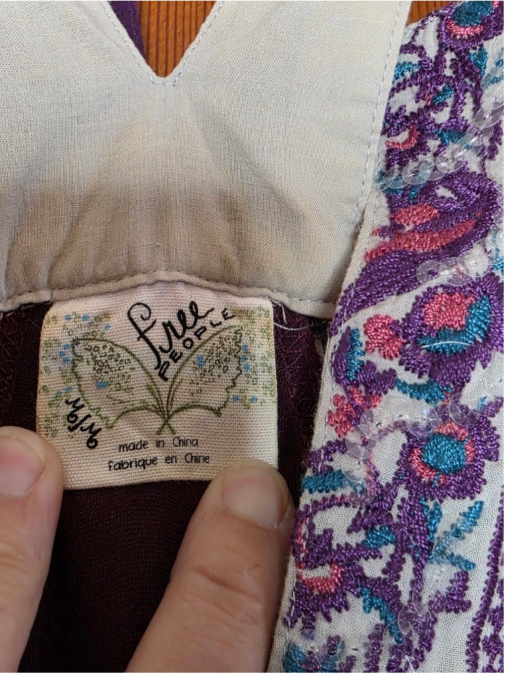 Free People Waltz Of Flowers Boho Mini Dress Tunic Purple Floral Racerback M - Picture 6 of 6